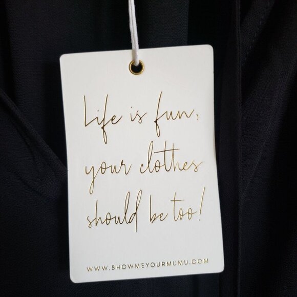 Show Me Your Mumu Viola Tiered Mini Dress Black Flounce Sleeve Women's Large NEW - Picture 10 of 11